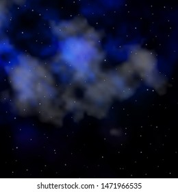 Dark BLUE vector template with neon stars. Decorative illustration with stars on abstract template. Best design for your ad, poster, banner.