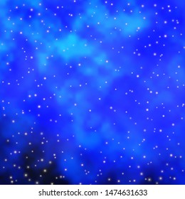Dark BLUE vector template with neon stars. Blur decorative design in simple style with stars. Pattern for wrapping gifts.