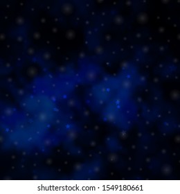 Dark BLUE vector template with neon stars. Blur decorative design in simple style with stars. Best design for your ad, poster, banner.
