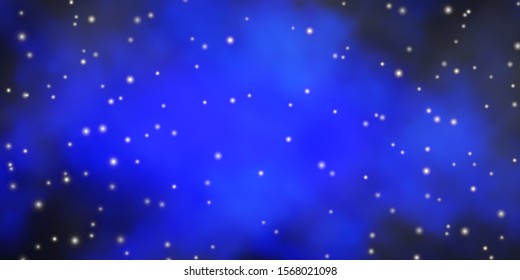 Dark BLUE vector template with neon stars. Modern geometric abstract illustration with stars. Best design for your ad, poster, banner.