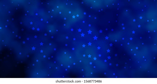 Dark BLUE vector template with neon stars. Colorful illustration in abstract style with gradient stars. Best design for your ad, poster, banner.