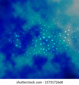 Dark BLUE vector template with neon stars. Decorative illustration with stars on abstract template. Best design for your ad, poster, banner.