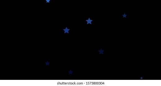 Dark BLUE vector template with neon stars. Blur decorative design in simple style with stars. Theme for cell phones.