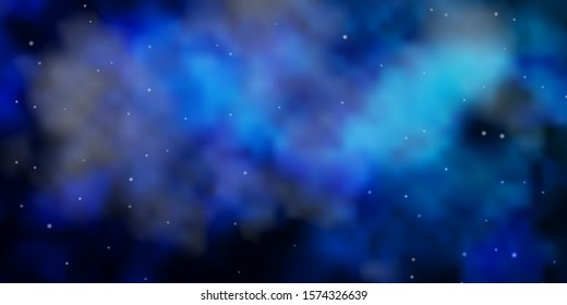 Dark BLUE vector template with neon stars. Blur decorative design in simple style with stars. Theme for cell phones.