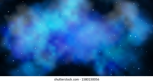 Dark BLUE vector template with neon stars. Colorful illustration in abstract style with gradient stars. Theme for cell phones.