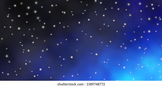 Dark BLUE vector template with neon stars. Decorative illustration with stars on abstract template. Pattern for new year ad, booklets.
