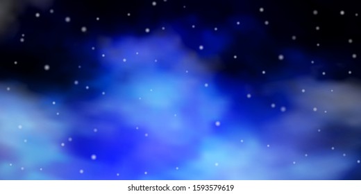 Dark BLUE vector template with neon stars. Colorful illustration in abstract style with gradient stars. Design for your business promotion.
