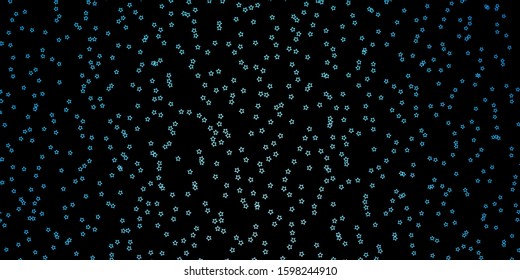 Dark BLUE vector template with neon stars. Decorative illustration with stars on abstract template. Theme for cell phones.