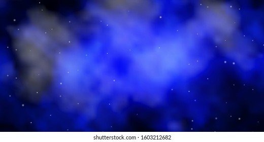 Dark BLUE vector template with neon stars. Blur decorative design in simple style with stars. Pattern for websites, landing pages.