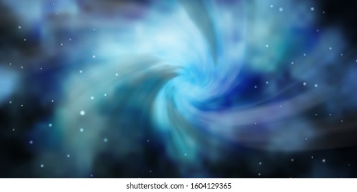 Dark BLUE vector template with neon stars. Decorative illustration with stars on abstract template. Pattern for new year ad, booklets.