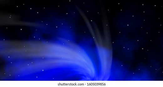 Dark BLUE vector template with neon stars. Blur decorative design in simple style with stars. Pattern for websites, landing pages.