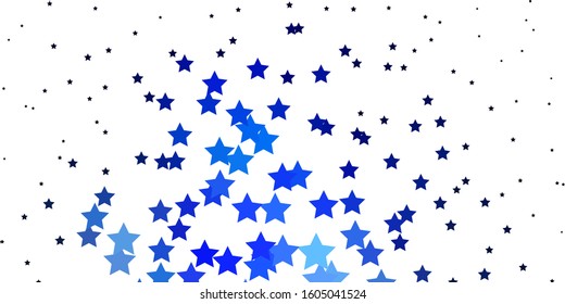 Dark BLUE vector template with neon stars. Decorative illustration with stars on abstract template. Design for your business promotion.