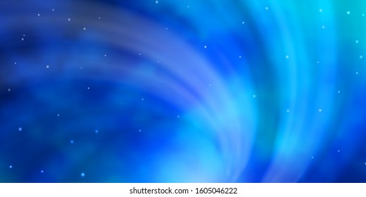 Dark BLUE vector template with neon stars. Decorative illustration with stars on abstract template. Pattern for wrapping gifts.