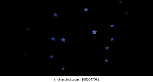 Dark BLUE vector template with neon stars. Colorful illustration in abstract style with gradient stars. Design for your business promotion.