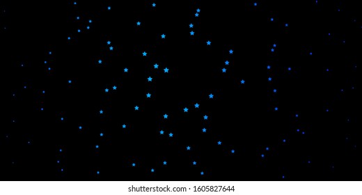Dark BLUE vector template with neon stars. Modern geometric abstract illustration with stars. Pattern for websites, landing pages.