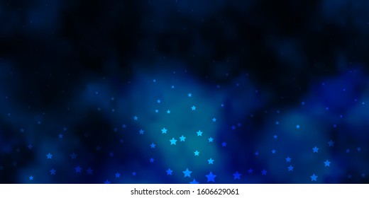 Dark BLUE vector template with neon stars. Shining colorful illustration with small and big stars. Pattern for new year ad, booklets.