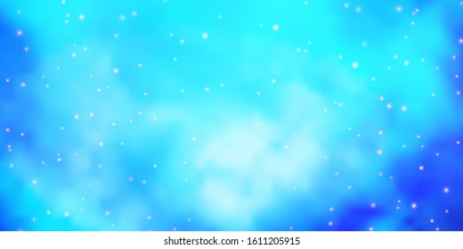 Dark BLUE vector template with neon stars. Colorful illustration in abstract style with gradient stars. Best design for your ad, poster, banner.