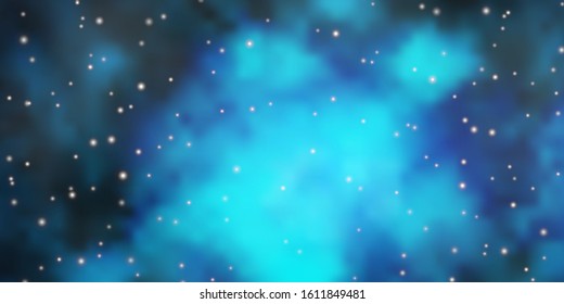 Dark BLUE vector template with neon stars. Shining colorful illustration with small and big stars. Design for your business promotion.