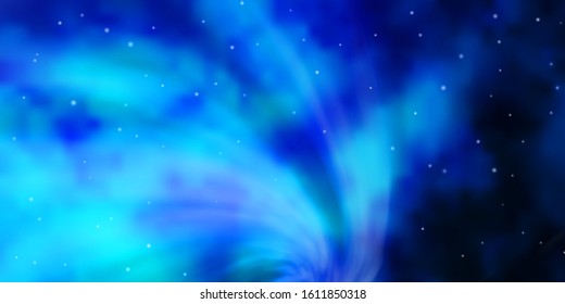 Dark BLUE vector template with neon stars. Colorful illustration with abstract gradient stars. Theme for cell phones.