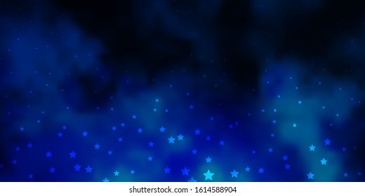 Dark BLUE vector template with neon stars. Shining colorful illustration with small and big stars. Pattern for new year ad, booklets.