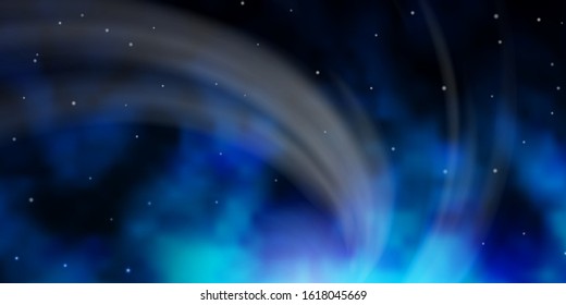 Dark BLUE vector template with neon stars. Colorful illustration with abstract gradient stars. Pattern for new year ad, booklets.