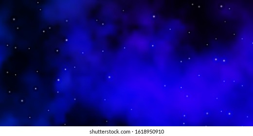 Dark BLUE vector template with neon stars. Colorful illustration with abstract gradient stars. Best design for your ad, poster, banner.