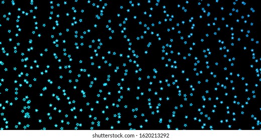 Dark BLUE vector template with neon stars. Decorative illustration with stars on abstract template. Theme for cell phones.