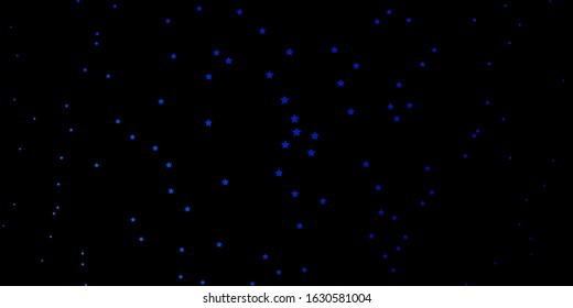 Dark BLUE vector template with neon stars. Shining colorful illustration with small and big stars. Pattern for new year ad, booklets.