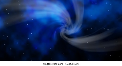 Dark BLUE vector template with neon stars. Decorative illustration with stars on abstract template. Best design for your ad, poster, banner.