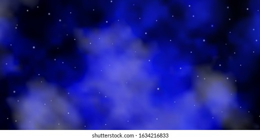 Dark BLUE vector template with neon stars. Colorful illustration in abstract style with gradient stars. Pattern for websites, landing pages.