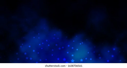 Dark BLUE vector template with neon stars. Modern geometric abstract illustration with stars. Theme for cell phones.
