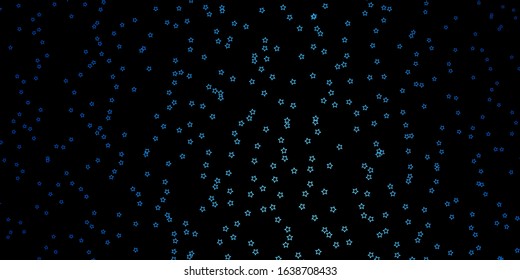 Dark BLUE vector template with neon stars. Colorful illustration in abstract style with gradient stars. Theme for cell phones.
