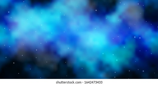 Dark BLUE vector template with neon stars. Shining colorful illustration with small and big stars. Design for your business promotion.