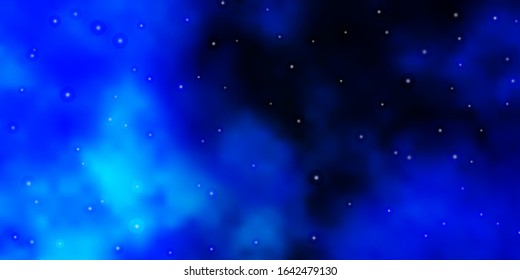 Dark BLUE vector template with neon stars. Blur decorative design in simple style with stars. Pattern for websites, landing pages.