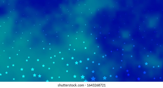Plantilla vectorial azul oscuro con estrellas neón. Ilustración decorativa con estrellas en plantilla abstracta. Patrón para anuncios de año nuevo, folletos.