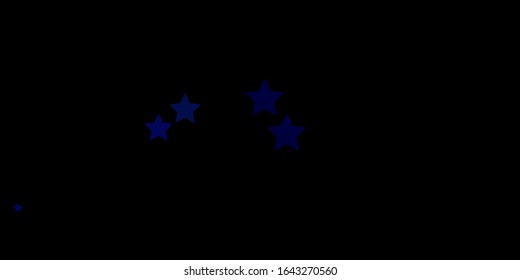 Dark BLUE vector template with neon stars. Shining colorful illustration with small and big stars. Design for your business promotion.