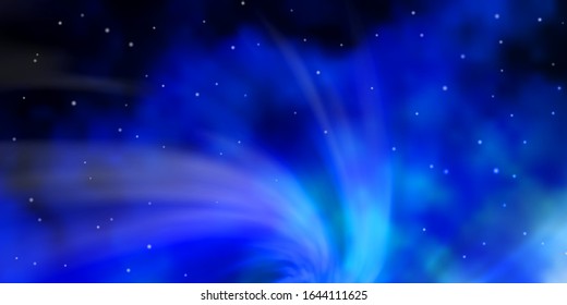 Dark BLUE vector template with neon stars. Colorful illustration in abstract style with gradient stars. Pattern for wrapping gifts.