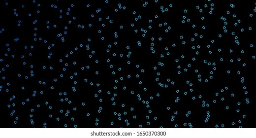 Dark BLUE vector template with neon stars. Shining colorful illustration with small and big stars. Theme for cell phones.