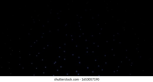 Dark BLUE vector template with neon stars. Blur decorative design in simple style with stars. Theme for cell phones.