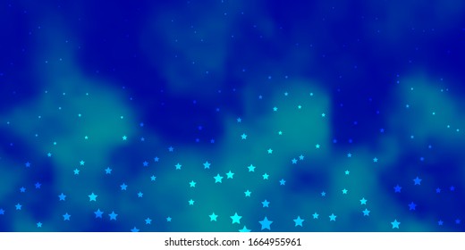 Dark BLUE vector template with neon stars. Shining colorful illustration with small and big stars. Pattern for new year ad, booklets.