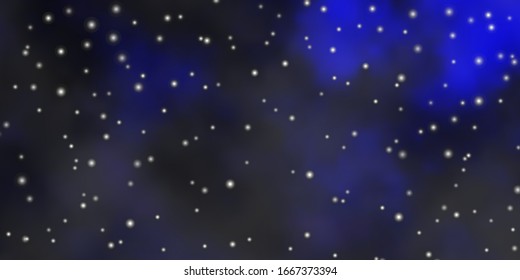 Dark BLUE vector template with neon stars. Colorful illustration in abstract style with gradient stars. Theme for cell phones.