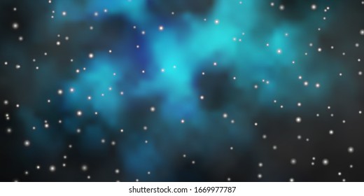 Dark BLUE vector template with neon stars. Decorative illustration with stars on abstract template. Best design for your ad, poster, banner.