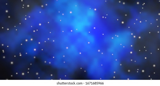 Dark BLUE vector template with neon stars. Modern geometric abstract illustration with stars. Theme for cell phones.