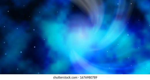 Dunkle BLUE Vektorillustration Vorlage mit Neonstern. Farbige Illustration mit abstrakten Farbverlauf-Sternen. Muster für neue Jahreswerbung, Broschüren.