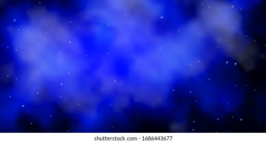 Dark BLUE vector template with neon stars. Colorful illustration in abstract style with gradient stars. Pattern for wrapping gifts.