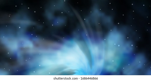 Dark BLUE vector template with neon stars. Decorative illustration with stars on abstract template. Pattern for new year ad, booklets.