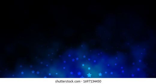 Dunkle BLUE Vektorillustration Vorlage mit Neonstern. Farbige Illustration im abstrakten Stil mit Farbverlauf-Sternen. Thema für Handys.