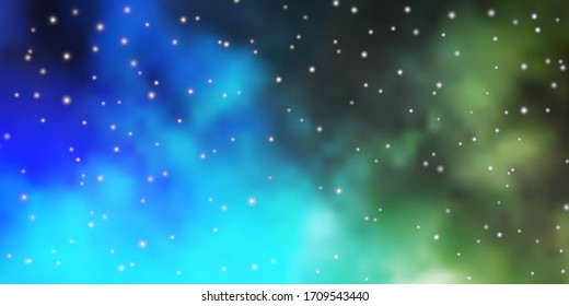 Dunkle BLUE Vektorvorlage mit Neonstern. Farbige Illustration im abstrakten Stil mit Farbverlauf-Sternen. Muster für Webseiten, Landing-Seiten.