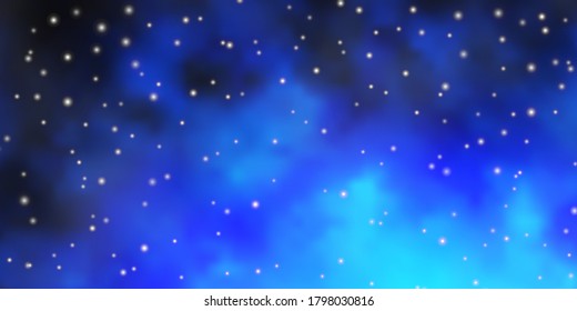 Dunkle BLUE Vektorvorlage mit Neonstern. Unscharfes dekoratives Design im einfachen Stil mit Sternen. Muster für Verpackungsgeschenke.