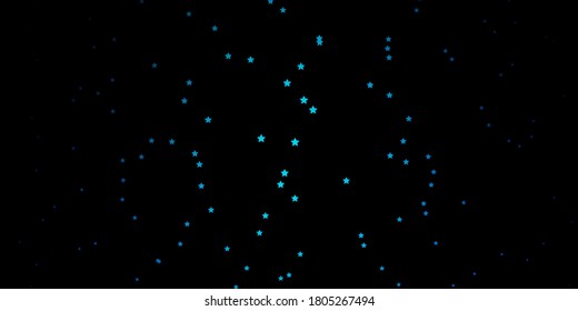Dark BLUE vector template with neon stars. Shining colorful illustration with small and big stars. Design for your business promotion.